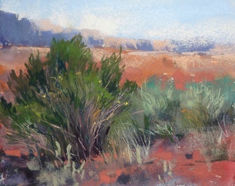 Contemporary Southwest Landscape  Original Pastel Painting 8x10