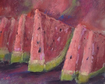 Watermelon Summer Still Life Original Pastel Painting Karen Margulis 8x10