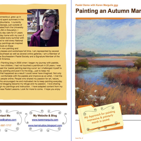Pastel Painting Lesson Demo PDF Autumn MARSH LANDSCAPE Art Tutorial  booklet grasses,sky,clouds,water