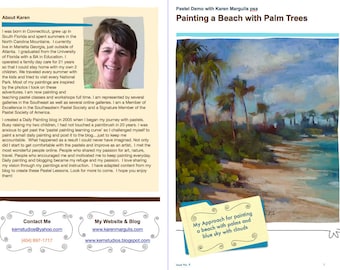 Pastel Painting Lesson Demo PDF How to Paint the BEACH Art Tutorial Booklet, Wolken, Sand, Palmen