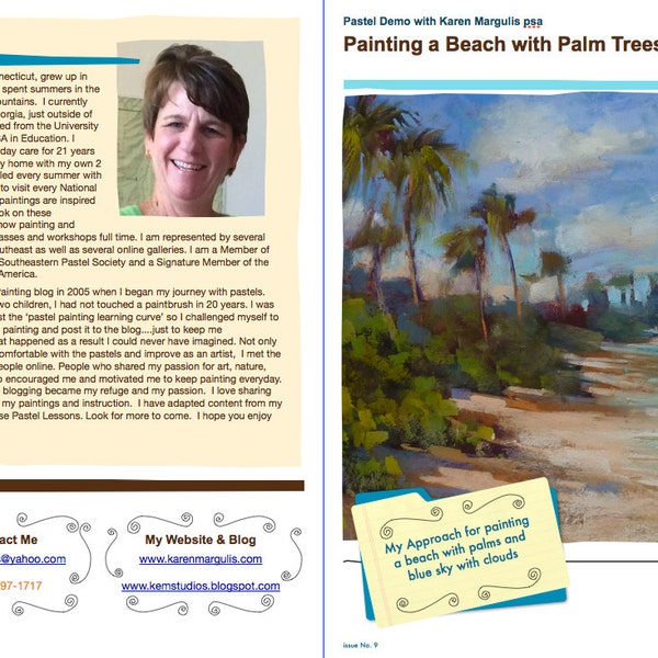 Pastel Painting Lesson Demo PDF How to Paint the BEACH  Art Tutorial booklet, clouds,sand,palms