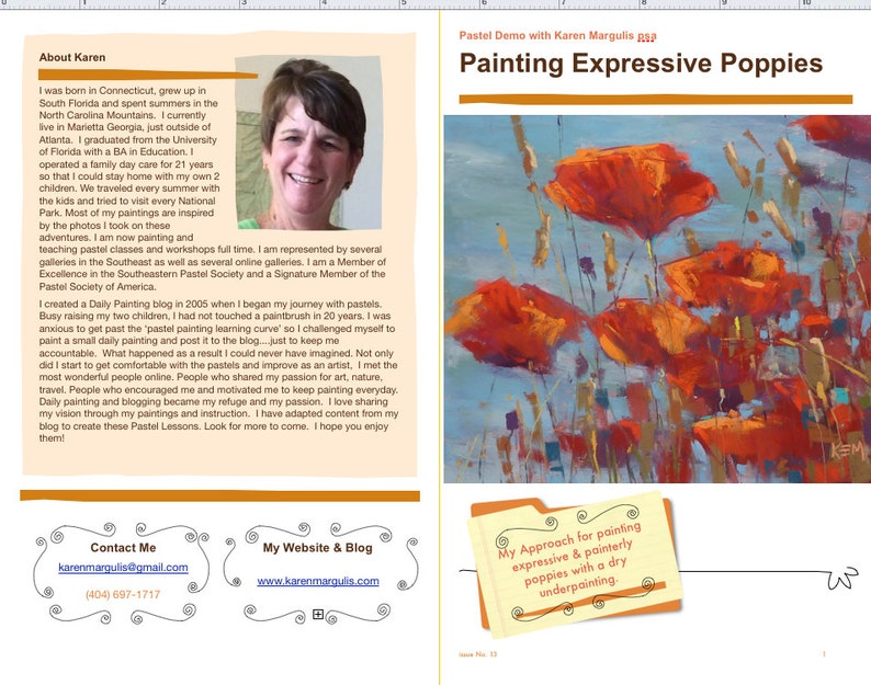 Pastel Painting Lesson Demo PDF Expressive POPPIES Art Tutorial booklet landscape,flowers,painting sunlight image 1