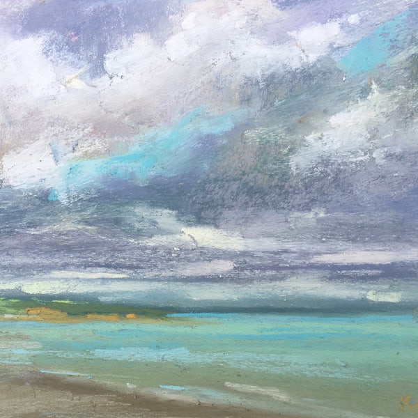 IRELAND Seashore Sea plein air  Landscape Original Pastel Painting Karen Margulis 5x7