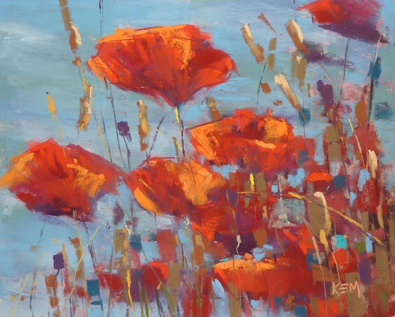 Pastel Painting Lesson Demo PDF Expressive POPPIES Art Tutorial booklet landscape,flowers,painting sunlight image 2