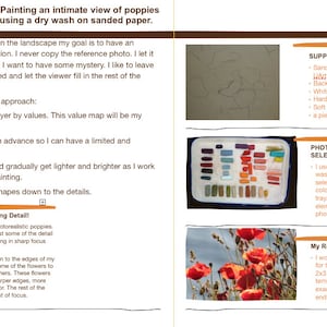 Pastel Painting Lesson Demo PDF Expressive POPPIES Art Tutorial booklet landscape,flowers,painting sunlight image 3