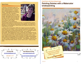 Pastellmalerei Lektion Demo PDF Gänseblümchen Wildblumen mit Aquarelluntermalung Art Tutorial Booklet
