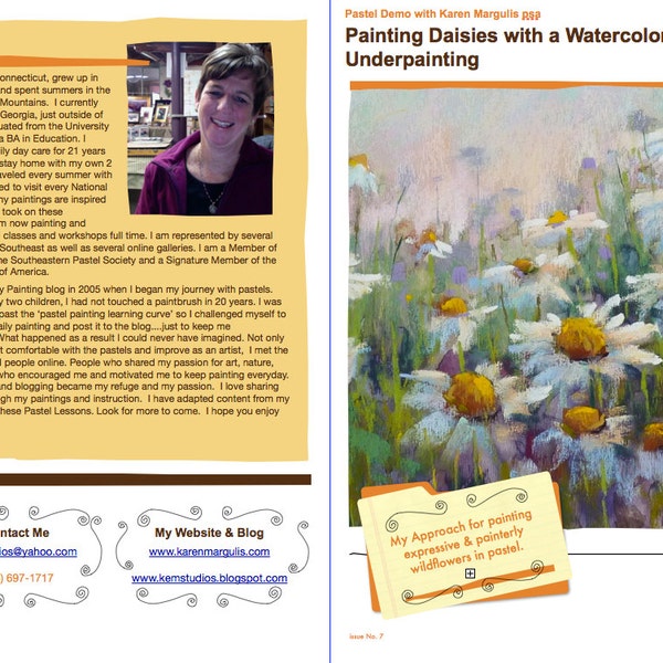 Pastel Painting Lesson Demo PDF DAISIES wildflowers with watercolor underpainting Art Tutorial  booklet
