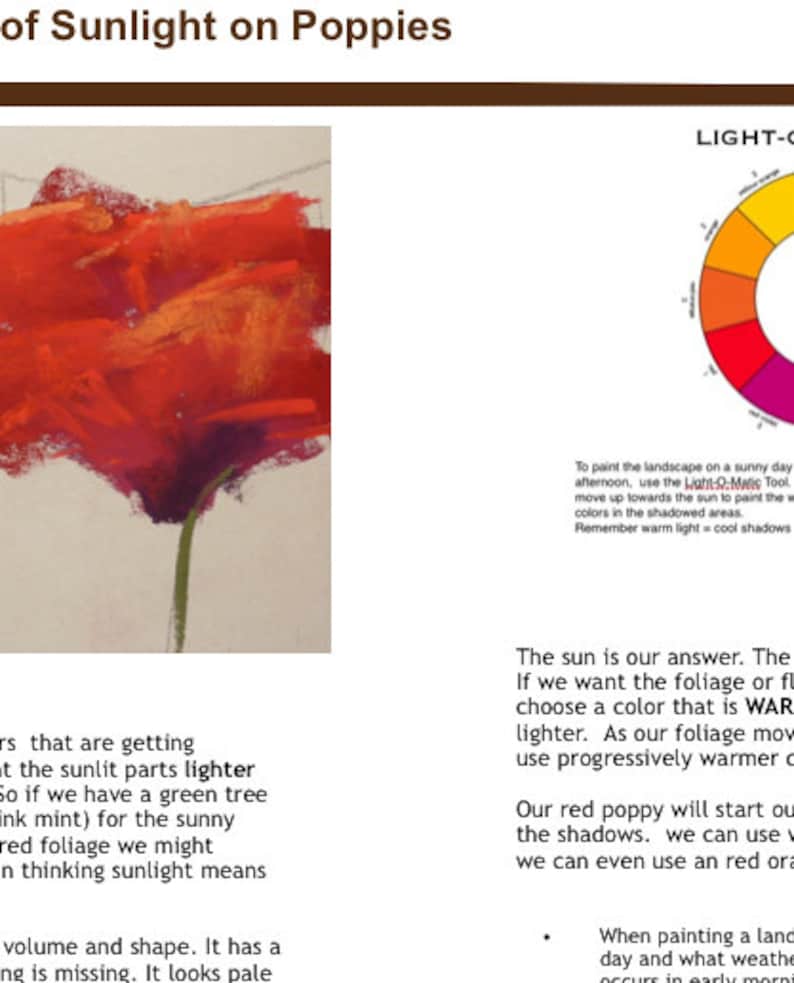 Pastel Painting Lesson Demo PDF Expressive POPPIES Art Tutorial booklet landscape,flowers,painting sunlight image 4