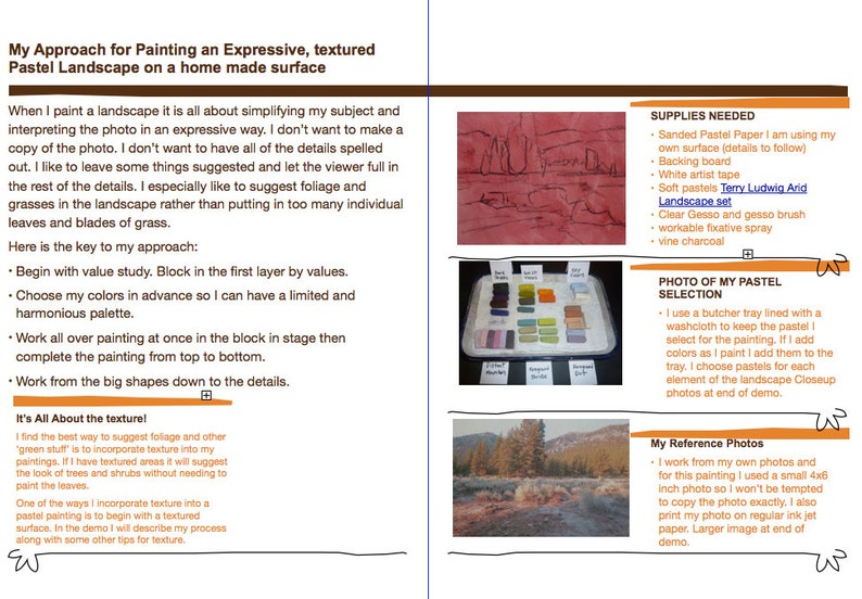 Pastel Painting Lesson Demo PDF Expressive TREES and SHRUBS Art Tutorial booklet landscape,texture,home made surface image 2