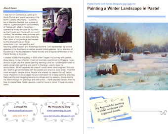 Pastel Painting Lesson Demo PDF Winter LANDSCAPE with SNOW Art Tutorial  booklet suggested detail,trees