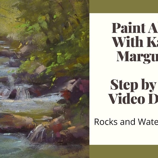 Paint Along Video & PDF Pastel Painting Lesson Demo MOUNTAIN STREAM Art Tutorial  booklet landscape,how to,paint along,