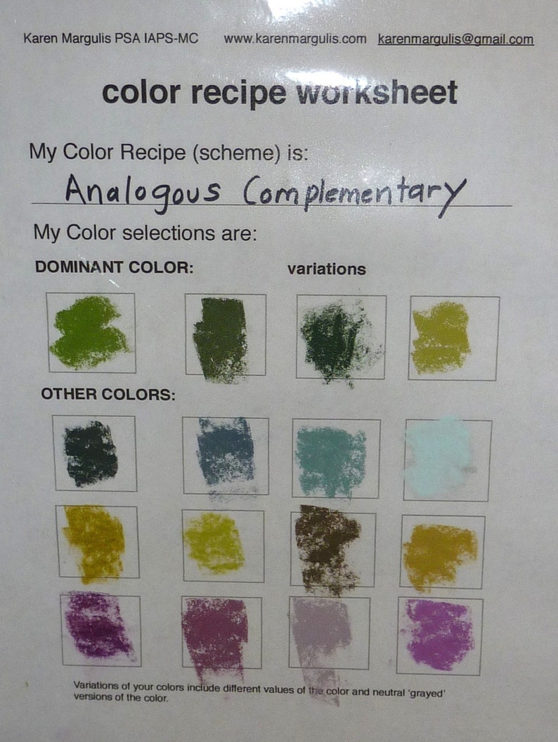 COLOR Recipe Color Scheme Painting Planning WORKSHEET PDF Plan for Better Paintings image 2