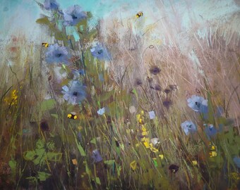 Original Pastel Contemporary Wildflowers 16x20 by Karen Margulis psa