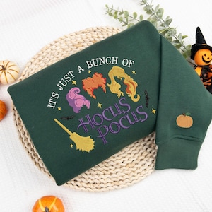 Embroidered Custom Halloween Sweatshirt, It’s Just A Bunch Of Witch Embroidered Sweatshirt, Retro Witches Shirt, Spooky Season Shirt