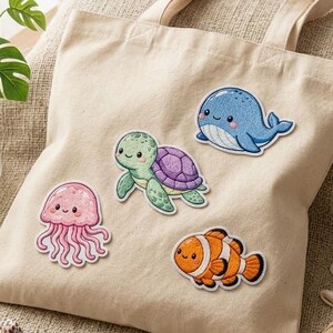 Embroidered Under The Sea Patches, Cute Sea Creatures, Ocean Animals Badge For Backpack Hats Jacket, Nursery Decor, Summer Gift