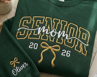 Custom Embroidered Senior Mom Sweatshirt, Class of 2026 Crewneck, Senior Night Shirt, Personalized Graduation Mama Gift, Senior Parent Gift