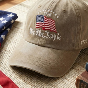 Embroidered We The People Baseball Hat, USA Flag Patch Hat, Custom American Patriotic 1776 2026 Cap, Celebration Gift