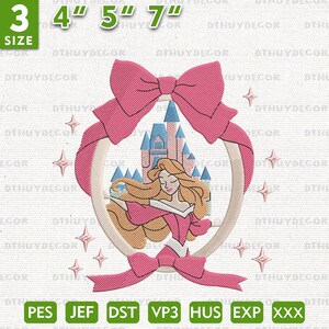 Magical Kingdom Embroidery Design, Cartoon Movie Embroidery Design, Princess Cartoon Bow Embroidery Design, Instant Download