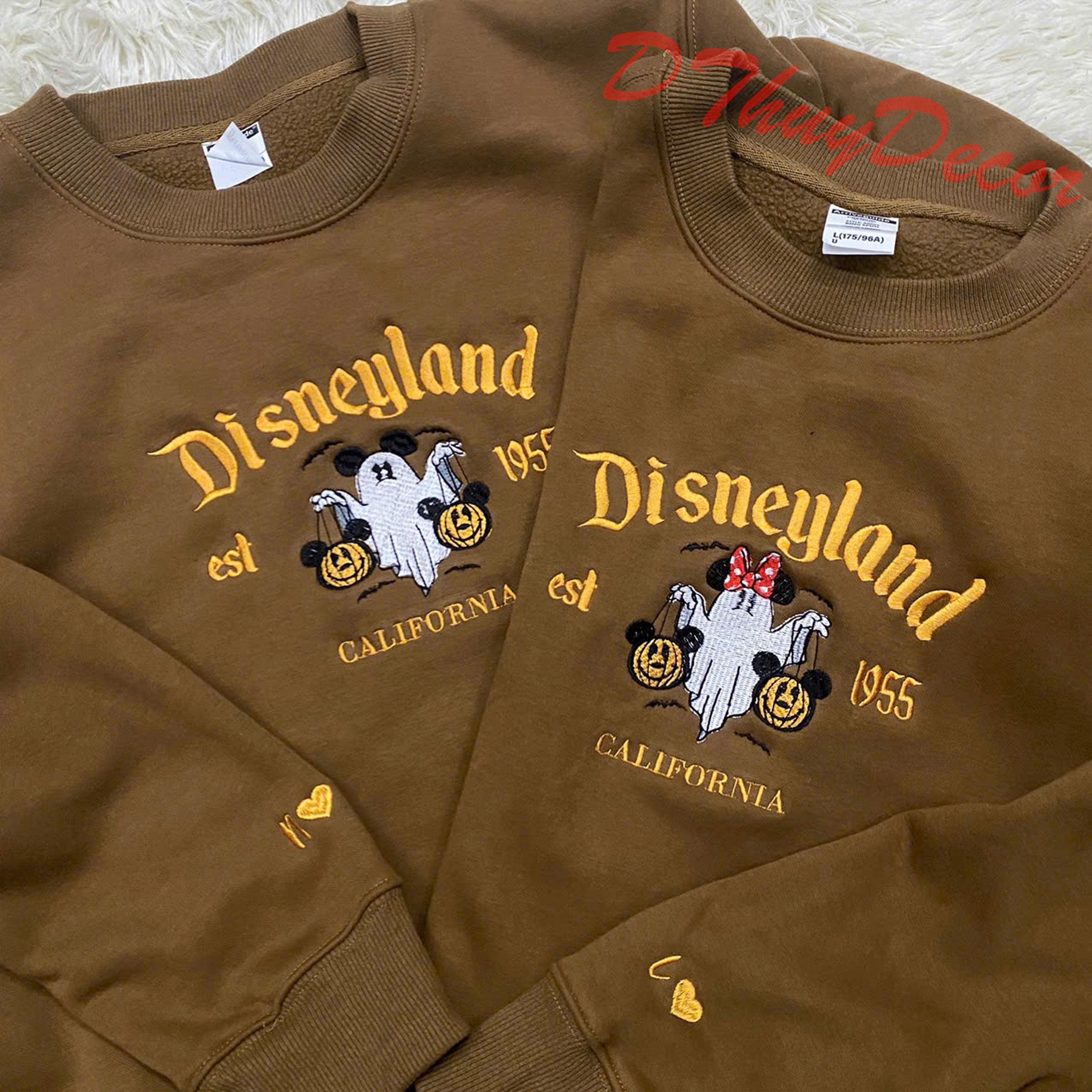 Halloween Sweater, Embroidered Mouse Ghost Hoodie/Sweater, Halloween Embroidered Sweatshirt, Gift For Her, Magical Land Embroidered Hoodie