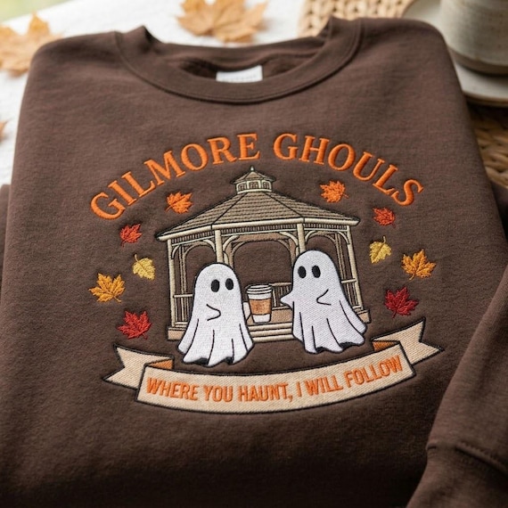 Embroidered Gilmore Ghouls Sweatshirt, Fall Movie Inspired Crewneck, Fall Spooky Ghost Shirt, Halloween Shirt, TV Show Fan Tee