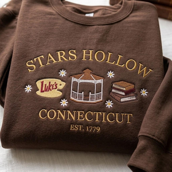 Embroidered Star Hollow Sweatshirt, Fall Cozy Season Crewneck, Bookish Movie Inspired Shirt, Autumn Coquette Shirt, Movie Fan Merch