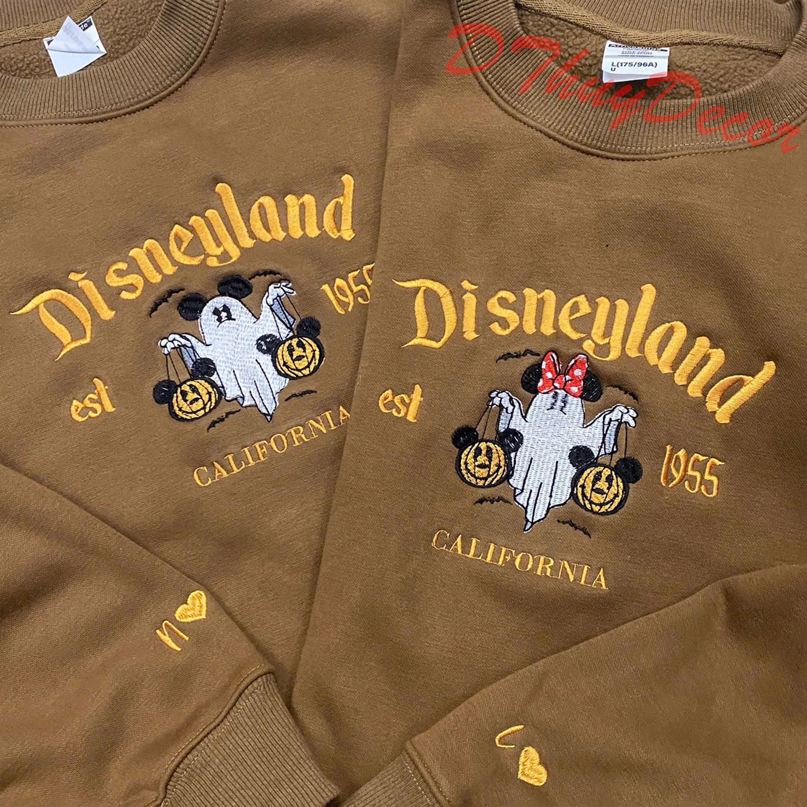 Halloween Sweater, Embroidered Mouse Ghost Hoodie/Sweater, Halloween Embroidered Sweatshirt, Gift For Her, Magical Land Embroidered Hoodie