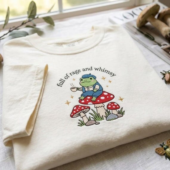 Comfort Colors Full Of Rage And Whimsy Shirt, Funny Frog Shirt, Cottagecore Floral Tee, Feminist Quote Shirt, Frog Gift
