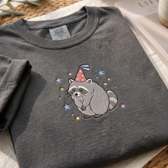 Comfort Colors Embroidered Funny Jimothy Raccoon Shirt, Short Spine Seattle Trash Raccoon Tee, Viral Raccoon Meme, Animal Lover Gift
