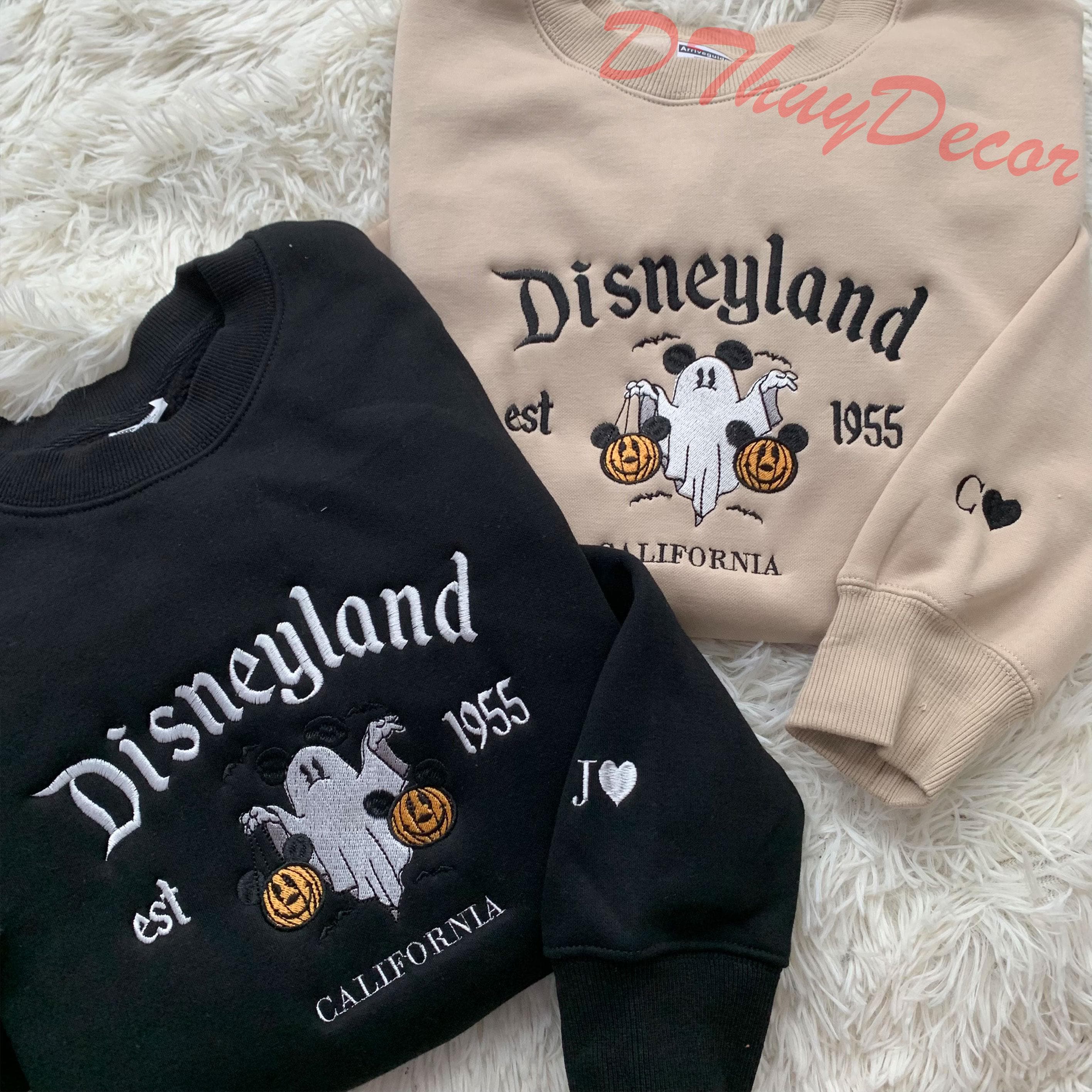 Halloween Sweater, Embroidered Mouse Ghost Hoodie/Sweater, Halloween Embroidered Sweatshirt, Gift For Her, Magical Land Embroidered Hoodie