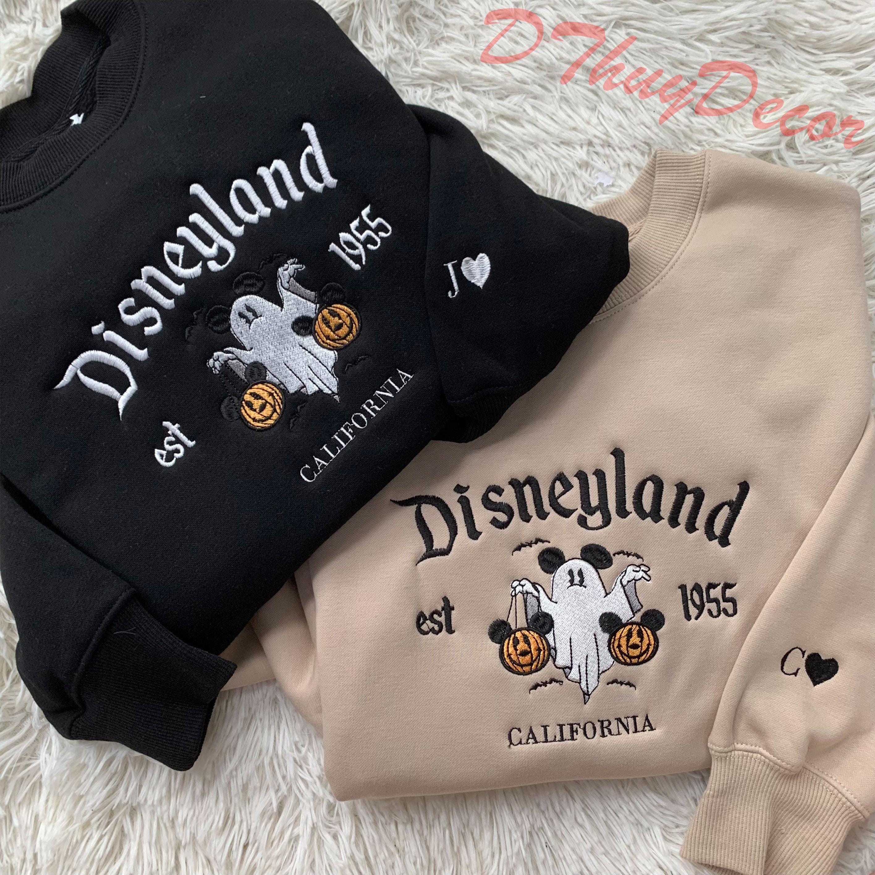 Halloween Sweater, Embroidered Mouse Ghost Hoodie/Sweater, Halloween Embroidered Sweatshirt, Gift For Her, Magical Land Embroidered Hoodie