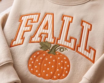 Embroidered Fall Vibe Applique Sweatshirt, Cozy Pumpkin Fall Crewneck, Cozy Season Shirt, Applique Apparel, Thanksgiving Gift