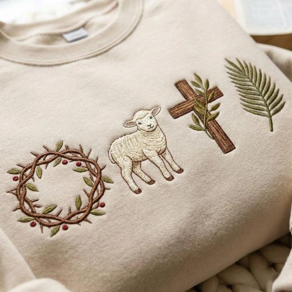 Embroidered He Is Risen Easter Sweatshirt, Matthew 28:6 Bible Verse, Jesus Easter Crewneck, Christian Easter Gift