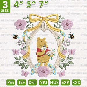 Familien Urlaub Stickmuster, Cartoon Bär Stickmuster, Vintage kokette Stil Stickmuster, Instant Download