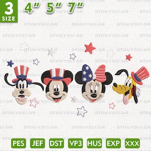 4th Of July Embroidery Design, Retro Mouse And Friends Embroidery Design, Magic Kingdom Embroidery Design, Vacay Mode, Instant Download