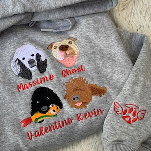 Pet Face Personalized Sweaters, Custom Varsity Pet Face Embroidered Sweaters, Embroidered Pet Face Jumper, Christmas Gift