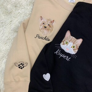 Personalized Dog Embroidered Sweatshirt, Custom Pet Embroidered Sweatshirt from Photo, Pet Portrait Gift, Embroidered Cat Custom Gifts