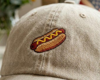 Bestickte Hot Dog Baseballmütze, lustige Vatertagsmütze, Hot Dog BBQ Dad Hat, Papa Geschenk