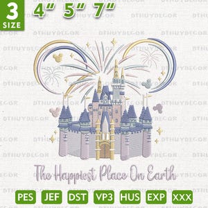 The Happiest Place On Earth Princess Castle Embroidery Design,Magic Kingdom Embroidery Design, Magic Kingdom Castle Embroidery