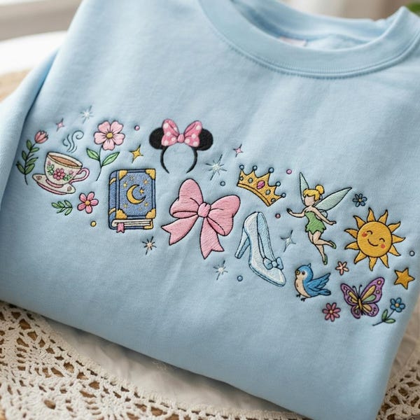 Embroidered Magical Land Coquette Sweatshirt, Best Day Ever Tee, Magic Kingdom Shirt, Matching Holiday Trip, Girl Trip Outfit