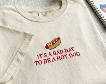 Embroidered Bad Day To Be A Hot Dog Shirt, USA Summer Tee, Women's 4th Of July Shirt, Memorial Day Gift