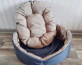 Huisdierbed met dubbelzijdig kussen, Kalmerend hondenbed, cadeau voor kattenmoeder, kattenbed, hondenbed, hondenbank, wasbaar hondenbed, bed huisdier kalm cadeau voor hond