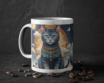 Taza de café del gato místico/ Taza de Gatos/  taza para amantes de mascotas / Taza de cafe con gatos