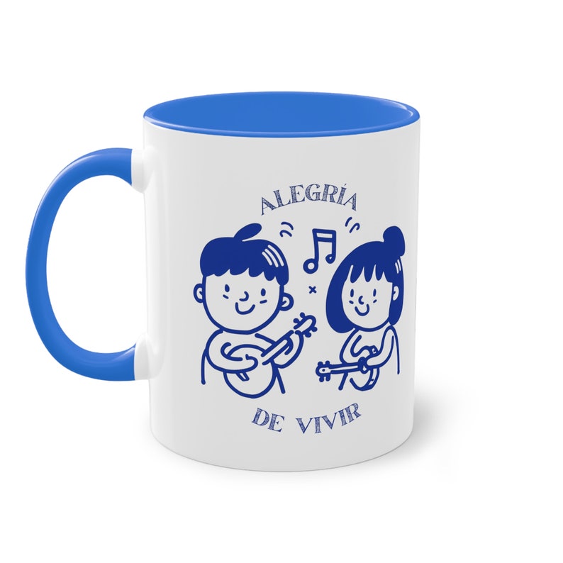 Taza de cerámica Alegria de Vivir Diseño de Pareja Tocando la Guitarra Regalo Original para Amantes de la Música imagen 3