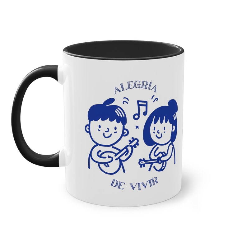 Taza de cerámica Alegria de Vivir Diseño de Pareja Tocando la Guitarra Regalo Original para Amantes de la Música imagen 7