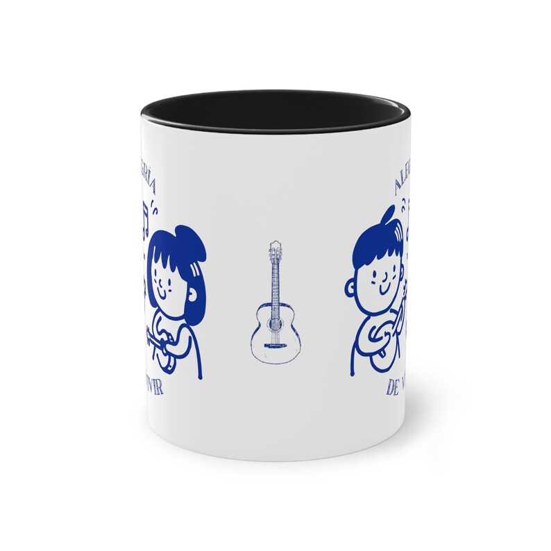 Taza de cerámica Alegria de Vivir Diseño de Pareja Tocando la Guitarra Regalo Original para Amantes de la Música imagen 5
