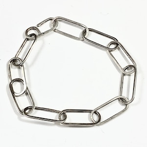 Paperclip Bracelet in Sterling Silver - Elongated link bracelet - Handmade chain