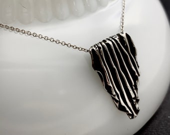 Crinkled Silver Necklace - Draped Sterling Silver - Fold formed Silver Necklace - textured necklace