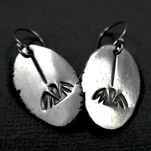 Spider Earrings Sterling Silver stamped spider dangle earrings image 1