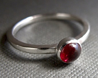 Birthstone Stacking Ring - Sterling Silver & Gemstone - One Ring