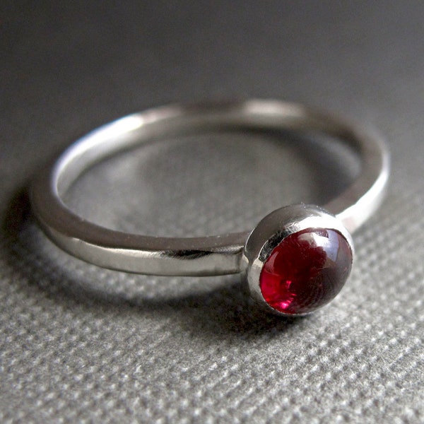 Birthstone Stacking Ring - Sterling Silver & Gemstone - One Ring